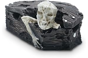 Kocris Casa Crâne d'aquarium, poissons, reptiles, décoration en résine, grotte, squelette, petit animal de compagnie, décoration de terrarium, décoration d'Halloween pour serpent, lézard, araignée