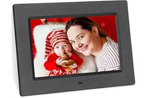 AOWASI Cadre photo numérique de 17,8 cm, affichage IPS, angle de vue complet, album photo électronique, lecture de musique, vidéo avec ports USB, carte SD, calendrier, heure, alarme et télécommande