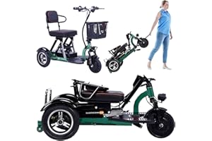 GENERISCH Mobility Scooter for Adults, Foldable, Lightweight 3-Wheel Design with Basket and Comfortable Seat, Mobility Scooter with 3 Wheels, for Elderly and Disabled (B)