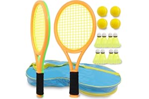 Ppbmocw Kids Tennis Rackets For Kids And Toddler Age 2~15, Kids Tennis Set Including 8 Badmintons,4 Foam Balls And 1 Carrying Bag