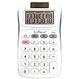 Lexibook, 8 Digit Pocket Calculator, Basic and Memory Function, Soft Silicone Keys for Office, School, Home, Solar & Batteries, White/Grey, C208