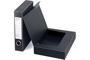 DONGLI Paquete de 2 A4 Caja de Archivo,Cajas de Archivadores de Plástico,Lomo de 65 mm, para Oficina, Negro