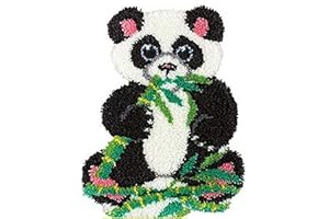 WDAWD Kit de Tapis de Crochet à Point Noué, Kit de Loquet de Broderie au Point Noué pour Tapis de Sol Création de Tapis en Peluche Tapis de Crochetage,Panda（6 Modèles）