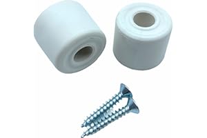 JAM2DAY Rubber Door Stops/Wall Protectors with Screws (Small (28mm) White)