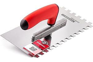 COMENSAL® Llana Dentada INOX - Llana Peine - para Colocación de Baldosas - Espátula Dentada - Mango Ergonomico - Made in EU - 10x10 mm