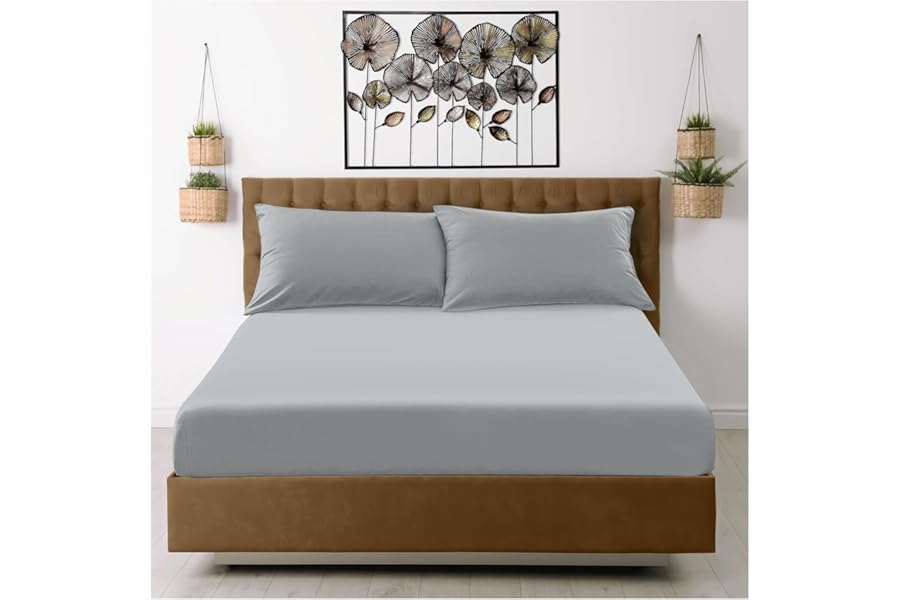 GC GAVENO CAVAILIA Fitted Sheet Single Bed (91 x 190cm) - Grey Bedding Sheets - Plain Dyed Microfiber Bed Sheets Single - (10 inch) 25cm Deep Pocket Bottom Sheet - Easycare - Wrinkle & Fade Resistant