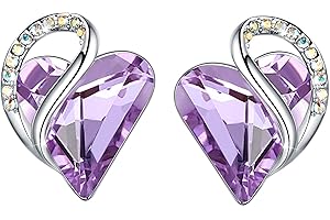 Leafael infini Amour cœur Boucles d'oreilles femme Argent, boucle d'oreille femme avec cristaux de guérison, Sans allergie bijoux femme avec coffret cadeau