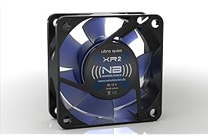 NOISEBLOCKER Blokada hałasu PC Case Fan 60mm BlackSilent Fan X2-60mm wentylator PC z cichymi skrzydłami - Maksymalna objętość wynosi tylko 15dB (A) i przepływ powietrza 24 m³/h