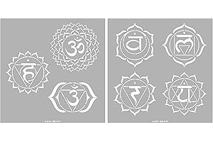 ‎ALEKS MELNYK Aleks Melnyk #149 Chakras Symbole, Schablonen Metall, Chakren Yoga, Mandala, Meditieren, Meditation, Edelstahlschablone, Designer Stencil, Brandmalerei, Gravur Schablone, 2 Stück
