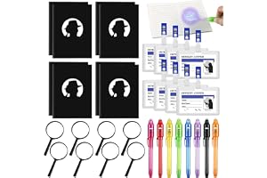 Booaee 32 stycken Detektiv-set, barn med förstoringsglas, UV-penna, anteckningsbok, detektiv ID – upptäckarset, barnkalas pre