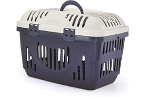 CAT CENTRE Grey & Cream Lid Pet Dog Puppy Cat Carriers Basket Bag Cage Portable Travel Kennel Training Box