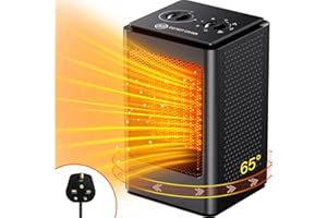 ROEJUYY Portable Space Heater, Fan Heaters for Home Low Energy Silent, 750W / 1500W PTC Electric Heater with Tip-Over and Overheat Protection, 6 Adjustable Modes & Thermostat, Suitable for Office Home Dorm