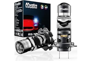 Nvdin h7 led con lente 26000lm, lampadina faro per auto o moto, ultracompatta a montaggio diretto, 400%, 6000K