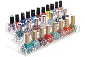AYNEFY Organizer do paznokci akrylowych, uchwyt do przechowywania lakieru do paznokci przezroczysty stojak do polerowania paznokci wielowarstwowy organizer kosmetyczny (3 warstwy)