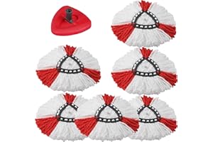 Lot de 6 têtes de balai rotatives de rechange compatibles avec Vileda, O-Cedar Spin Mop - Recharges faciles à nettoyer - Têtes de balai en microfibre à 360 degrés - Pour le nettoyage du sol