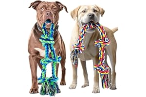 SHARLOVY Paquete de 2 juguetes de cuerda para perros para masticadores agresivos, juguetes masticables resistentes para perros grandes, juguete de cuerda de algodón duradero para limpieza de dientes