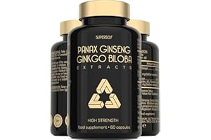SUPERSELF Panax Ginseng Capsules High Strength - 6000mg Korean Red Ginseng & Ginkgo Biloba for Natural Energy & Focus - Vegan & UK Made - 60 Tablets One-a-Day - Premium Ginseng Root Supplements for Men & Women