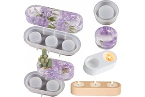 JUMYEE 3 Pieces Silicone Candle Tealight Holder Resin Casting Mold, Candlestick Epoxy Molds Trinket Storage Succulent Planter Pot Mould DIY Craft Home Party Table Decor