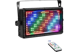 ZKYMZL Projecteur Stroboscopique 288 LEDs RGB 3-en-1 pour Scène – Lumières DJ avec Contrôle à Distance & Activation Sonore – Idéal pour Événements, Concerts, Fêtes, Mariages, Églises, Clubs... (1 pièce)