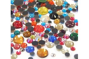 Perlin Hotfix 455 - Juego de piedras brillantes termoadhesivas 2 mm, 3 mm, 4 mm, 5 mm, 6 mm, 1200 unidades)