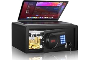 MEJASG 30L Fireproof Safe Box with Automatical Lock, Anti-Theft Hotel-Style Safe with Backlight Keypad and Spare Keys, Personal Document Safe for Laptop Cash Jewelry Medicines Documents