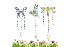 BANTI Pittura Diamante 5D Acchiappasole Cristallo Strass Ciondolo Farfalla Colibrì Diamond Painting Pendenti Prismi Cristallo Arcobaleno da Appendere Finestra Ornamento Decorazione