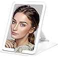 Auxmir Portable Travel Makeup Mirror, Rechargeable Rotating Beauty Mirror with 3 Color Led Lights & Dimmable Brightness, Foldable Compact Smart Cosmetic Mirror with Touch Screen for Home, Travel