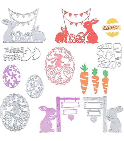 Set 7 Fustelle Pasquali - Stampini Uova E Coniglietti Per Scrapbooking E Lavoretti DIY - Foto 2