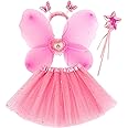 M MUNCASO Girls Fairy Costume Set - Butterfly Wings, Magic Wand and Headband Set for 3-8 Years Girls