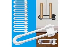LRANFOW Baby Proofing Cabinets Adjustable U Shaped Child Safety Cabinet Locks for Babies (10 Pack White)