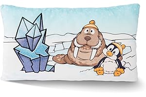 NICI 45741 Cuddly Pillow Penguin Peppi and Walrus Walbo Wabbel 43 x 25 cm - The Cute Plush Cushion for Boys, Girls, Babies and Cuddly Toy Lovers - Ideal for Home, Nursery or Travel