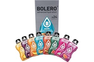 Bolero EXOTIC MIX 24x3g | Proszek do napojów bez cukru, słodzony stewią + witamina C | odpowiedni dla dzieci, sportowców i diabetyków | bezglutenowy i przyjazny dla wegan