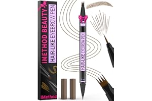 iMethod Eyebrow Pen - Eyebrow Pencil Magic 2-in-1 Eye Brow Pencils for Women with 4-Fork-Tip and Precise Brush-Tip Create Natural Hair-Like Brows, Last All Day, Microblading Eyebrow Pen, Light Brown