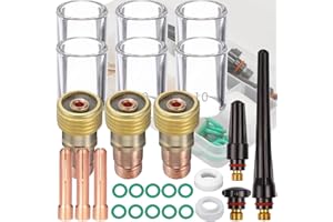 EATBALE 29Pcs For TIG Welding Torch Stubby Gas Lens #10 for Pyrex Glass Cup Kit for WP-17/18/26 TIG Welding Torch Accessories Kit, Collets Body, Collets, Back Cup, Cup Gasket, O-rings