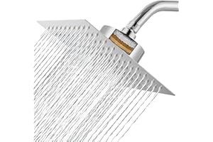 MARKCCO Soffione doccia filtrato, 20 cm, soffione doccia di lusso, ammorbidisce l'acqua dura, migliora la condizione della pelle e dei capelli, design integrato con filtro per doccia, cromato