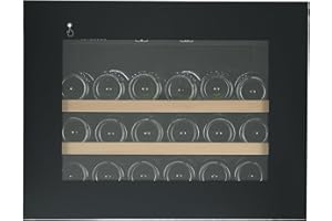 Wolkenstein EWTS64-28ED Einbau-Weintemperierschrank | Für 28 Flaschen | 2 Holzböden | Touch to open | Einbaubreite 60 cm | LED Display | 62 Liter