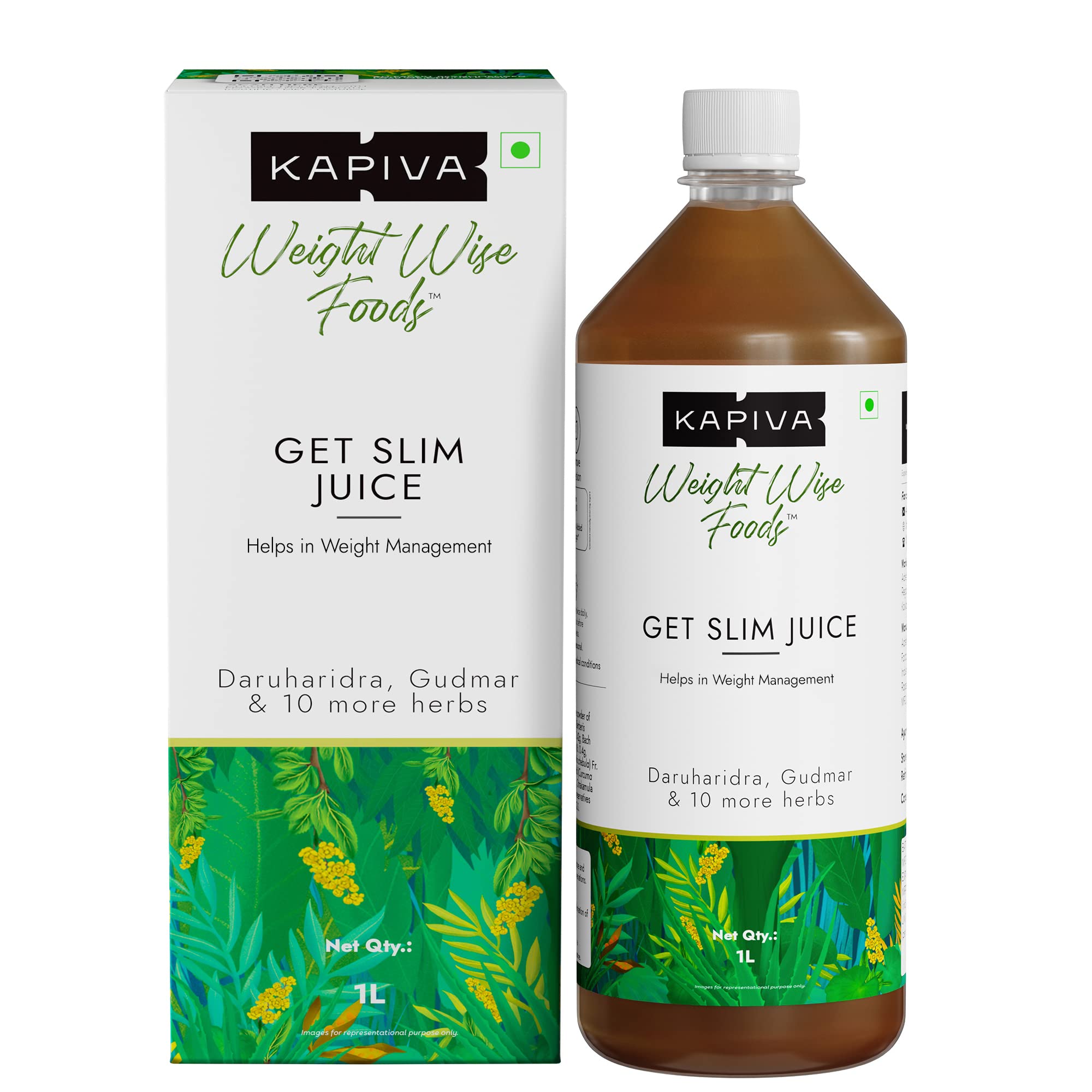 Kapiva Get Slim Juice - Healthy Weight Management Through 12 Ayurvedic Herbs Aids Metabolism and Digestion - 1L