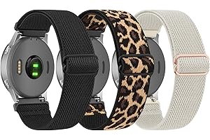 YISICA 3 Pack Elastic Solo Loop Straps for Garmin Venu 3S Strap/Forerunner 265S Strap/Garmin Forerunner 935 Strap Women Men, 18mm Soft Stretchy Nylon Sport Straps for Garmin Approach S5 S6 S20