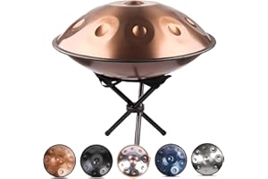 LXHGVKHJ Tambour Handpan De 9/10 / 12 Notes, Instruments De Percussion À 432 Hz / 440 Hz Pour Les Débutants Et Les Joueurs Professionnels, Tambour À Main De 55 Cm Avec Trépied De Tambour, Baguettes Et Sac (
