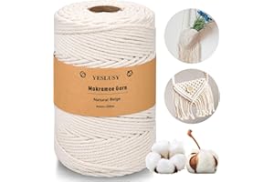 YESLUSY Premium Makramee Garn, 4mm x 200m, Weich und Stark, Macrame Cords für DIY Handwerk, Hängepflanzen, Boho Deko, Blumenampeln, Pflanzenbügel Przędza