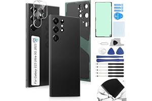 RongZy Ersatz für Samsung Galaxy S23 Ultra 5G 2023 Backcover Akkudeckel Batterietür Gehäuse Rückseite mit Tool Kit (Schwarz)
