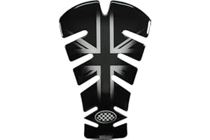 BIKE-label Tampon de réservoir 3D protection peinture universelle pour moto Union Jack noir argent 500721-VA