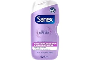 SANEX-Derma Thérapie-Huile de douche anti-démangeaisons et anti-irritations pour les peaux sujettes à l’eczéma atopique-moins d' irritations après 3 jours d'utilisation-complexe d’acides aminés-425 ML