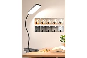 ReinHoo Reading Light,9 Brightness+5 Colors Clip on Light,4000mAh Rechargeable Battery Lights,450 Lumen 48 LED Desk Lamp Desk Light,Bedside Reading Lamp,Cordless Reading Lights for Books in Bed/Table