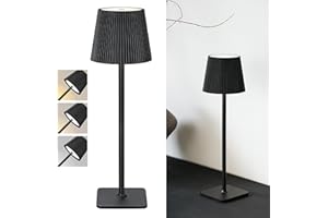 LuminexDesigns Cordless Rechargeable LED Table Lamp – 5200mAh Battery, Stepless Dimming, 3 Colour Temperatures, IP54 Water-Resistant, for Indoor & Outdoor Use – Black
