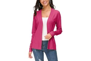 EXCHIC Devant Ouvert Manches Tricoté Léger à Manches Longues Cardigan pour Femme