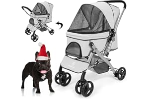 CAMPSOR Hundewagen Große Hunde bis 54kg (84.5 X 66 X 23.5 CM), Buggy für Hunde Kinderwagen Hunde Faltbar Klappbar 4 Rädern Hundewagen