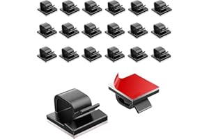 LEFSDVF 50PCS Cable Clips, Outdoor Light Wire Clips Self Adhesive Cable Tidy Hooks Cord Organiser Holder for Cable Management, Black Self Adhesive Cable Clips, Wire Management Holder for Car Office Home Desk