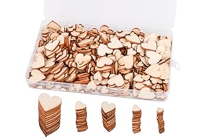TAIYOU KIMI-HOSI 500 Piezas Sólido Corazones de Madera Rebanadas de Madera Madera Corazones Adornos para DIY Manualidades Scrapbooking Decoración Boda Artesanías