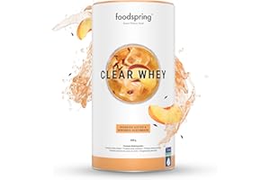 foodspring Clear Whey, Tè freddo alla pesca e ibisco, 480 g, shake proteico rinfrescante con whey isolate premium